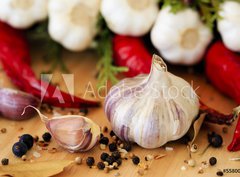 Fototapeta330 x 244  Garlic and spices, 330 x 244 cm