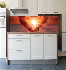 Fototapeta do kuchyn flie 180 x 60  sunset in heart hands, 180 x 60 cm