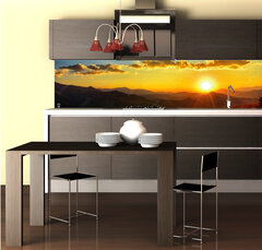 Fototapeta do kuchyně fólie 260 x 60, 569569643 - Beautiful sun set with sweet clouds between mountains