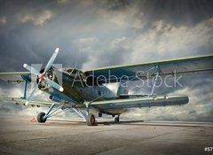 Samolepka flie 100 x 73, 57011832 - Retro style picture of the biplane. Transportation theme. - Retro styl obrzek dvojplonku. Tma dopravy.