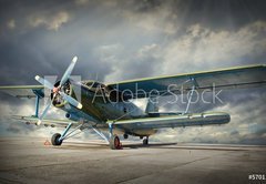 Fototapeta174 x 120  Retro style picture of the biplane. Transportation theme., 174 x 120 cm