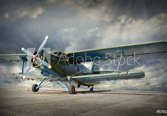 Fototapeta184 x 128  Retro style picture of the biplane. Transportation theme., 184 x 128 cm