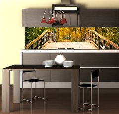 Fototapeta do kuchyn flie 260 x 60  Bridge in autumn park, 260 x 60 cm