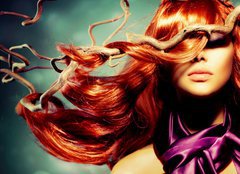 Fototapeta pltno 160 x 116, 57362714 - Fashion Model Woman Portrait with Long Curly Red Hair - Mdn model Portrt eny s dlouhmi kudrnatmi vlasy
