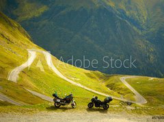 Fototapeta270 x 200  Landscape with mountain road and two motorbikes, 270 x 200 cm