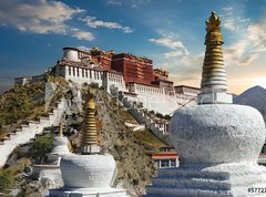 Fototapeta vliesov 270 x 200, 57727325 - The Potala Palace in Tibet during sunset - Palc Potala v Tibetu pi zpadu slunce