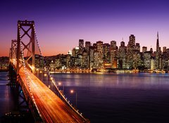 Fototapeta100 x 73  San Francisco skyline and Bay Bridge at sunset, California, 100 x 73 cm