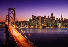 Fototapeta145 x 100  San Francisco skyline and Bay Bridge at sunset, California, 145 x 100 cm