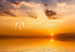 Fototapeta184 x 128  Beautiful sunset with clouds reflected in water., 184 x 128 cm