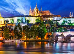 Samolepka flie 100 x 73, 58144488 - Night scenery of Prague, Czech Republic