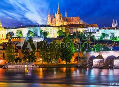 Samolepka flie 100 x 73  Night scenery of Prague, Czech Republic, 100 x 73 cm