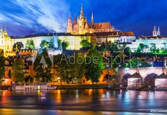 Samolepka flie 145 x 100, 58144488 - Night scenery of Prague, Czech Republic