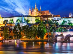 Samolepka flie 270 x 200, 58144488 - Night scenery of Prague, Czech Republic