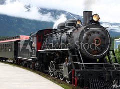 Fototapeta360 x 266  steam engine train leaving the station full of tourists, 360 x 266 cm