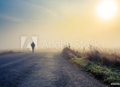 Fototapeta100 x 73  men silhouette in the fog, 100 x 73 cm