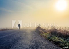 Samolepka flie 200 x 144  men silhouette in the fog, 200 x 144 cm