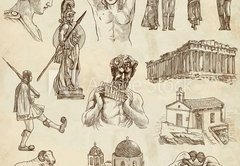 Samolepka flie 145 x 100  Traveling: GREECE, part 3  Collection of an hand drawings., 145 x 100 cm