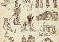 Fototapeta vliesov 200 x 144, 58716333 - Traveling: GREECE, part 3 - Collection of an hand drawings.