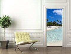 Samolepka na dvee flie 90 x 220  Landscape of of Maina Island in Aitutaki Lagoon Cook Islands, 90 x 220 cm