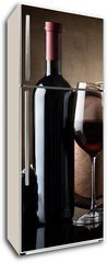 Samolepka na lednici fólie 80 x 200, 58889785 - Red wine and wooden barrel - Červené víno a dřevěné barel