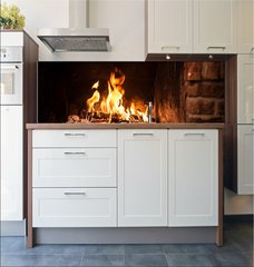 Fototapeta do kuchyn flie 180 x 60, 59025848 - Fire in fireplace - Por v krbu