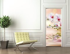 Samolepka na dvee flie 90 x 220, 59169031 - white orchids on water with drop - bl orchideje na vod s poklesem