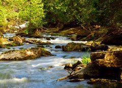 Fototapeta200 x 144  Water rushing among rocks in river rapids in Ontario Canada, 200 x 144 cm