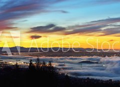 Samolepka flie 100 x 73, 59277304 - Vancouver Panoramic Cityscapes at sunrise - Vancouver panoramatick mstsk scenrie pi vchodu slunce