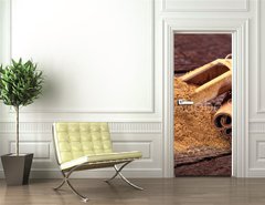 Samolepka na dvee flie 90 x 220  Cinnamon sticks and cinnamon powder, 90 x 220 cm