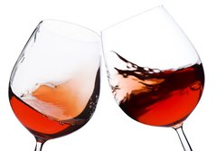Fototapeta papr 184 x 128, 5976229 - pair of moving wine glasses over a white background, cheers 