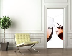 Samolepka na dvee flie 90 x 220  pair of moving wine glasses over a white background, cheers , 90 x 220 cm