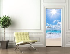 Samolepka na dvee flie 90 x 220  tropical beach and sea  landscape, 90 x 220 cm