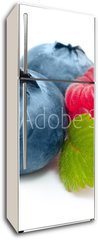 Samolepka na lednici flie 80 x 200  Raspberry and blueberry isolated on white background, 80 x 200 cm