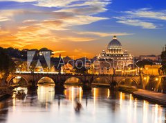 Fototapeta papr 360 x 266, 60069583 - Sunset view of Basilica St Peter and river Tiber in Rome. Italy