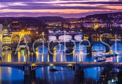 Samolepka flie 145 x 100, 60176684 - Bridges in Prague over the river at sunset - Mosty v Praze pes eku pi zpadu slunce