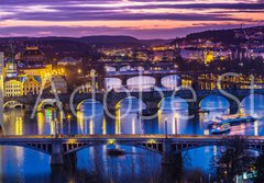 Fototapeta184 x 128  Bridges in Prague over the river at sunset, 184 x 128 cm