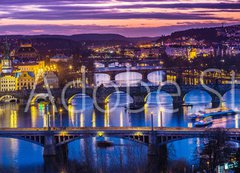 Samolepka flie 200 x 144  Bridges in Prague over the river at sunset, 200 x 144 cm