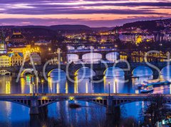 Fototapeta pltno 330 x 244, 60176684 - Bridges in Prague over the river at sunset