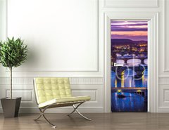 Samolepka na dvee flie 90 x 220  Bridges in Prague over the river at sunset, 90 x 220 cm