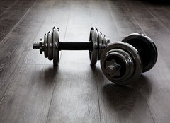 Fototapeta pltno 240 x 174, 60282461 - dumbells on wooden floor