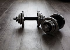 Fototapeta254 x 184  dumbells on wooden floor, 254 x 184 cm