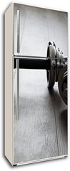 Samolepka na lednici fólie 80 x 200, 60282461 - dumbells on wooden floor - činky na dřevěné podlaze