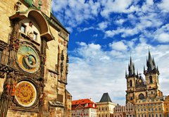 Samolepka flie 145 x 100  Prague, Czech Republic  view of square and astronomical clock, 145 x 100 cm