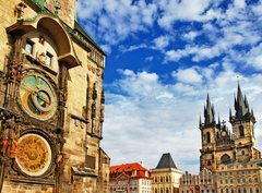 Fototapeta330 x 244  Prague, Czech Republic  view of square and astronomical clock, 330 x 244 cm