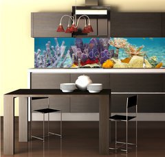 Fototapeta do kuchyn flie 260 x 60  Colorful underwater marine life seabed, 260 x 60 cm