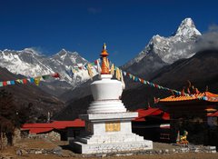 Fototapeta vliesov 100 x 73, 6123732 - Stupa with prayer flags