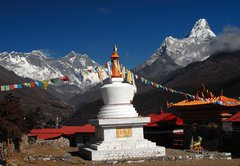 Fototapeta vliesov 145 x 100, 6123732 - Stupa with prayer flags
