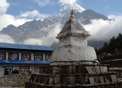 Samolepka flie 100 x 73, 6123816 - Stupa with Om Ma Ne Pad Me Hum stones - Stupa s kamnky Om Ma Ne Pad Me Hum