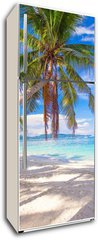 Samolepka na lednici fólie 80 x 200, 61258659 - Coconut Palm tree on the white sandy beach - Kokosová palma na bílé písečné pláži
