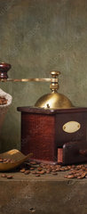 Samolepka na dveře fólie 90 x 220, 61329074 - Still life with cup of coffee and grinder - Zátiší s šálkem kávy a mlýnkem